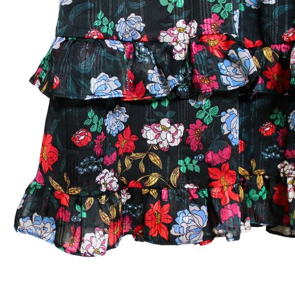 Nanette Lepore Floral-Print V-Neck Chiffon Dress size 2 Romantic Party EUC Flowy - Picture 5 of 12